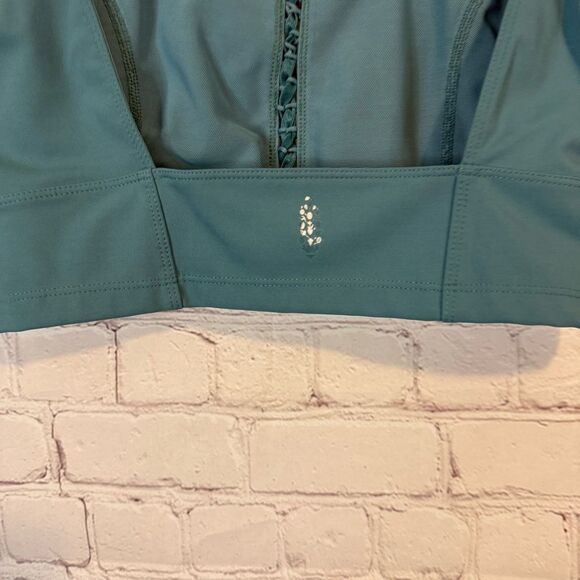 FP Movement Blue Tie Front Crop Top with Cut Out - Picture 4 of 5